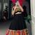 Vibrant Black Lehenga with Multi-Print Patchwork and Contrasting Red Dupatta