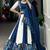 Graceful Blue and White Traditional Lehenga with Intricate Block Print and Embellished Borders