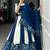 Graceful Blue and White Traditional Lehenga with Intricate Block Print and Embellished Borders