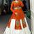 Orange & White Embroidered Patchwork Lehenga with Matching Crop Top