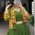 Olive Green Lehenga with Multi-Color Patchwork and Embroidered Jacket Set