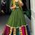 Olive Green Lehenga with Multi-Color Patchwork and Embroidered Jacket Set