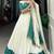 White Lehenga with Teal Blue & Gold Traditional Block Print and Matching Dupatta