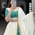 White Lehenga with Teal Blue & Gold Traditional Block Print and Matching Dupatta