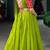 Parrot Green  Lehenga with Pink & Gold Traditional Block Print and Matching Dupatta