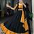 Black Lehenga with Mustard & Gold Traditional Block Print and Matching Dupatta