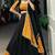 Black Lehenga with Mustard & Gold Traditional Block Print and Matching Dupatta