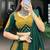 Elegant Green & Mustard Printed Cotton Lehenga Set with Cowrie Tassels
