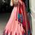 Peach Tussar Silk Lehenga Set with Vibrant Gamthi Embroidered Blouse and Printed Dupatta
