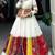 Elegant White Multicolor Patchwork Anarkali Gown with Gamthi Work