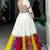 Elegant White Multicolor Patchwork Anarkali Gown with Gamthi Work