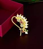 Gold plated stone studded clip on nosepin