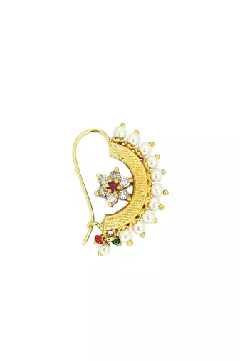 Gold plated cubic zircon clip on nose pin