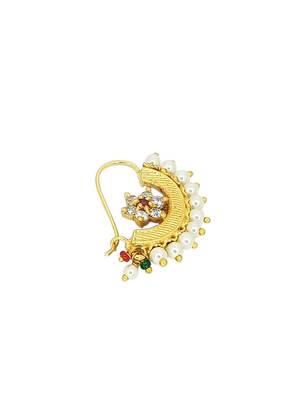 Gold plated cubic zircon clip on nose pin 3