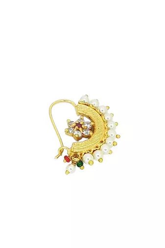Gold plated cubic zircon clip on nose pin