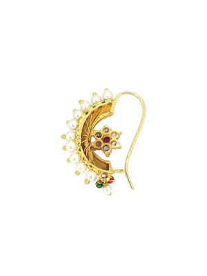 Gold plated cubic zircon clip on nose pin 4