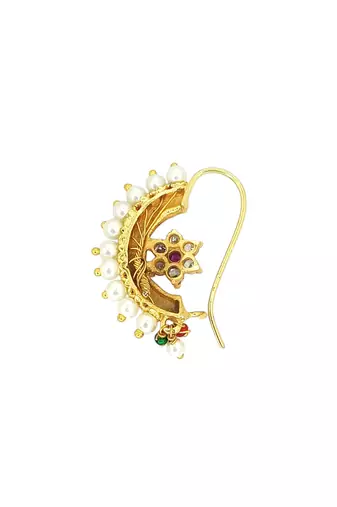 Gold plated cubic zircon clip on nose pin