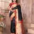 Black silk blend zari weaving paithani saree with peacock border and pallu