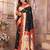 Black silk blend zari weaving paithani saree with peacock border and pallu