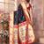 Black silk blend zari weaving paithani saree with peacock border and pallu