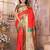 Red silk blend zari weaving paithani saree with peacock border and pallu