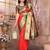 Red silk blend zari weaving paithani saree with peacock border and pallu
