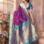 Wine silk blend zari weaving paithani saree with peacock border and pallu