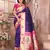 Purple silk blend zari weaving paithani saree with peacock border and pallu