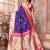 Purple silk blend zari weaving paithani saree with peacock border and pallu