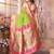 Light green silk blend zari weaving paithani saree with peacock border and pallu