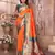 Orange silk blend zari weaving paithani saree with peacock border and pallu