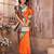 Orange silk blend zari weaving paithani saree with peacock border and pallu