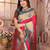 Hot pink silk blend zari weaving paithani saree with peacock border and pallu