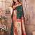 Dark green silk blend zari weaving paithani saree with peacock border and pallu