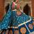 Teal Blue Traditional Bandhani Lehenga Set with Intricate Mirror and Shell Work