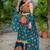 Teal Blue Traditional Bandhani Lehenga Set with Intricate Mirror and Shell Work
