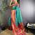 Turquoise silk blend butti zari weaving banarasi saree with woven saree