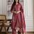 Maroon BSY Chinon Embroidery Kurta Pant with Dupatta Set 