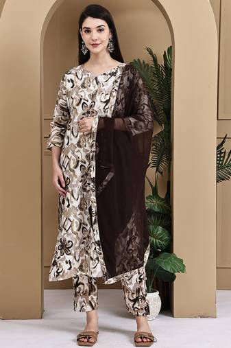 Women's cotton floral printed kurta & pant with dupatta
