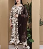 Women's cotton floral printed kurta & pant with dupatta