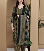 Green cotton blend printed ready to wear patiala salwar suit