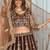 MOUSE BROWN EMBROIDERED sequin NET LEHENGA CHOLI