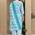 Turquoise & white cotton blend printed ready to wear patiala salwar suit