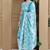 Turquoise & white cotton blend printed ready to wear patiala salwar suit