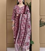 Wine cotton blend printed ready to wear patiala salwar suit