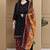 Black cotton blend printed ready to wear patiala salwar suit