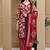 Red cotton blend printed ready to wear patiala salwar suit