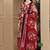 Red cotton blend printed ready to wear patiala salwar suit