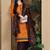 Orange cotton blend printed ready to wear patiala salwar suit