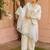 Elegant White Chanderi Kurta Set with Soft Blue Embroidery Accents
